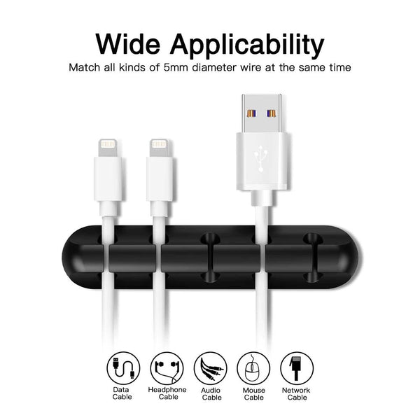 5 Clips USB Charge Cable Holder Desk Cable Clips Organizer Cord Management