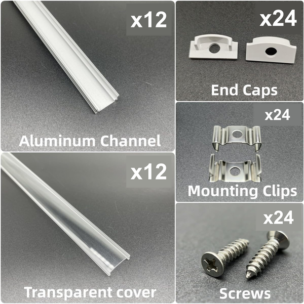 12X LED Strip Lights Aluminium channel Profile bar for Kitchen Cabinet 0.9M AU