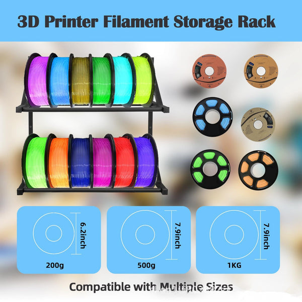 2-Tier 3D Printer Filament Rack Display Holder for 3D Printing Studio Workshop
