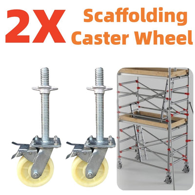 2X Scaffold Scaffolding Adjustable Caster Wheels 6" Heavy Duty Industrial Wheels
