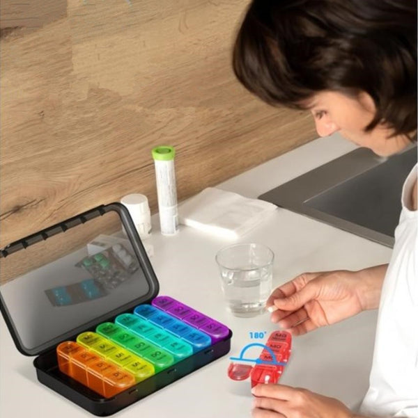 Pill Box Weekly 7 Day 4 Times Medicine Tablet Organizer Dispenser Large Capacity