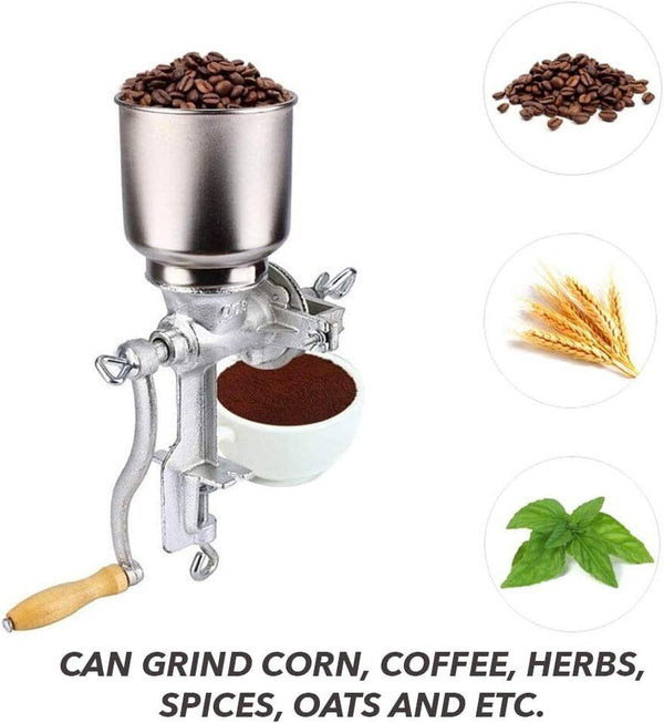 500g Grain Grinder Hand Mill with Large Hopper for Barley Wheat Coffee Feed