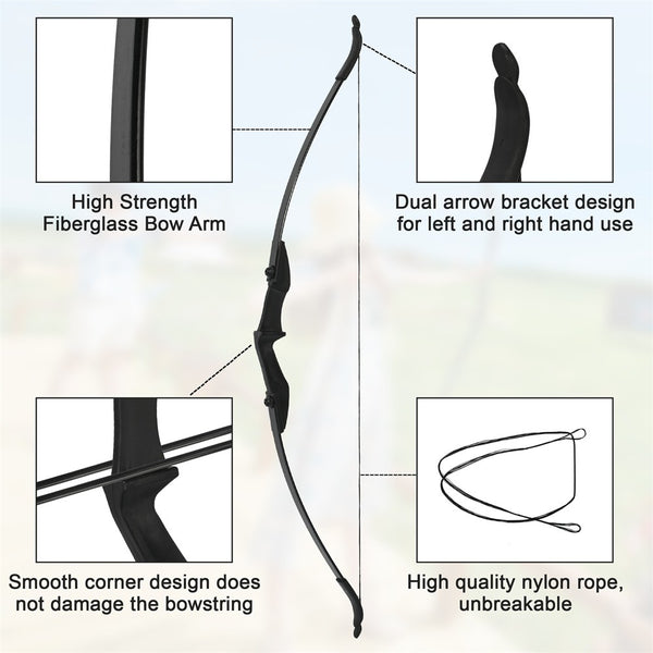 53" Archery 40lbs Takedown Recurve Bow and Arrow Set with Quiver for Hunting AU