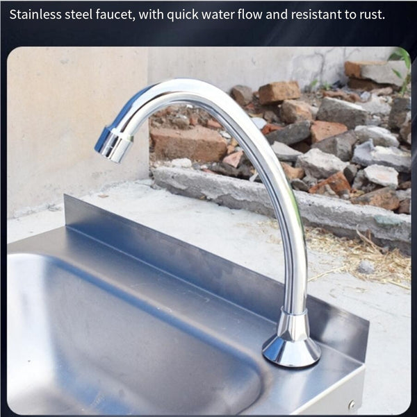 Wall-mounted Washbasin Knee Operated Sink Handbasin Single Bowl Sink With Faucet