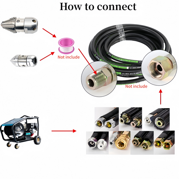 High Pressure Jetter Drain Nozzle 30/40 L/min Sewer Jetter Rotating Nozzle