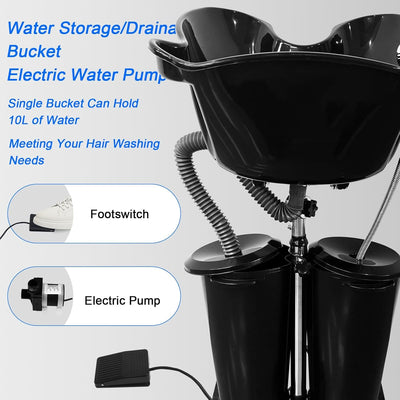 Portable Shampoo Bowl Hairdressing Salon Basin Mobile Hair Washing Backwash Sink