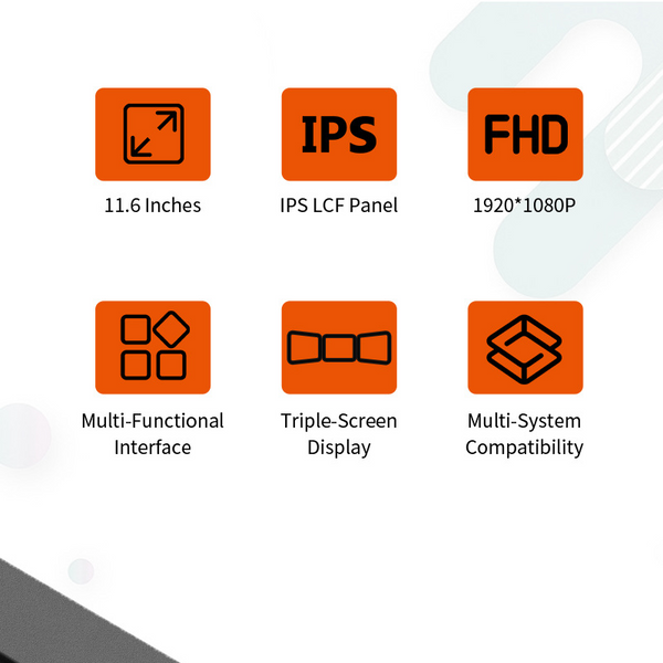 Laptop Screen Extender Triple-fold 11.6 In FHD 1080P Portable Monitor Extended
