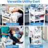 Beauty Trolley Cart with Wheel Esthetician Cart with Handrail, Bucket and Drawer
