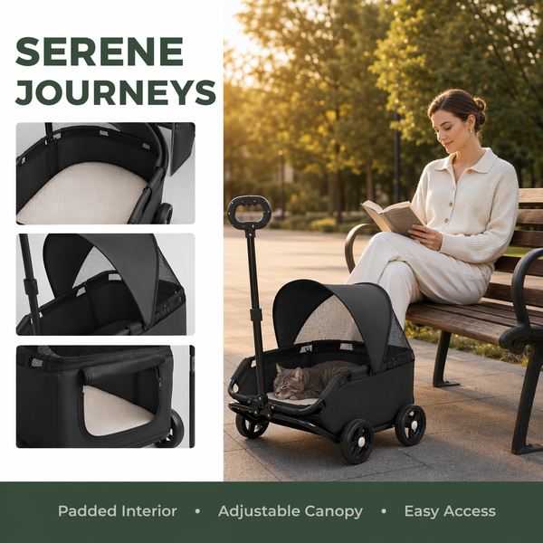 Pet Stroller Dog Cat Carrier Cart Foldable Travel Puppy Trolley Travel Outing
