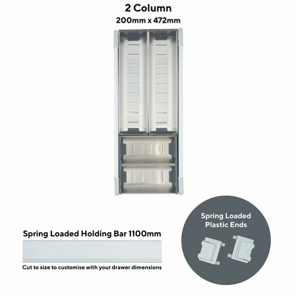 Drawer Organiser Stainless Steel Kitchen Cabinet Cutlery Utensil Holder Tray