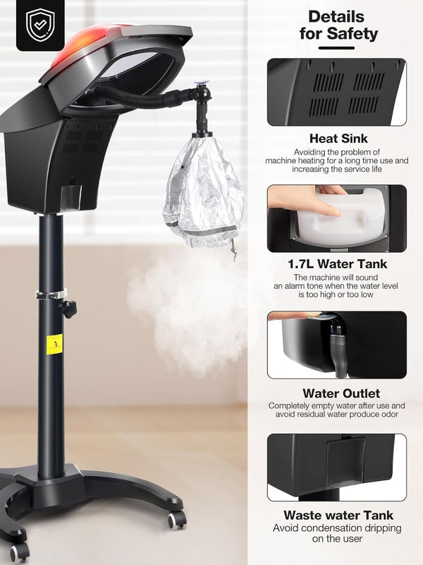 4-in-1 Hair Steamer Spa Salon Micro Mist Hot Cold Fog Hair Care Machine w/ Timer