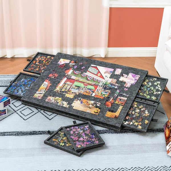 Portable Puzzle Board 1000pcs Felt Jigsaw Puzzle Table with Drawers Covers