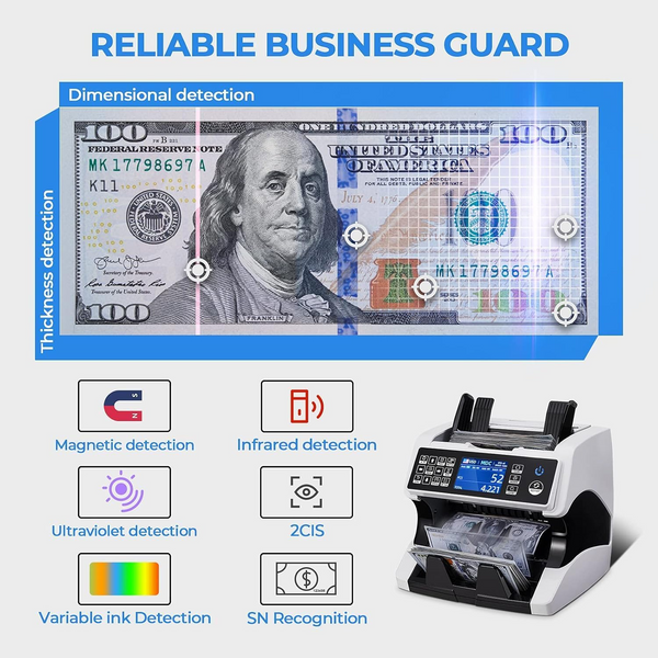 Mixed Denomination Money Bill Counter Cash Counter Bank Grade Currency Sorting