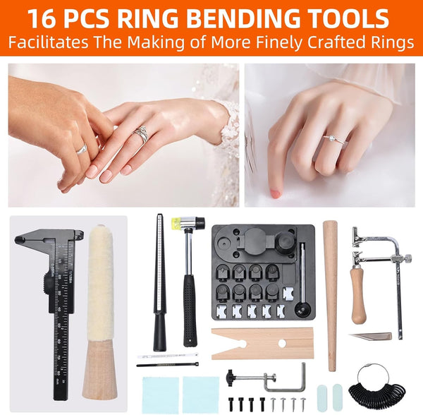 16pcs Ring Bending Tools Heavy Duty Ring Bender with Jewelry Spoon Making Tool