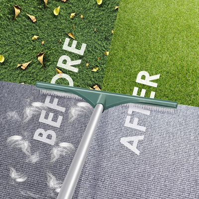 Artificial Turf Rake Adjustable Handle Lawn Broom for Artificial Grass Leaves