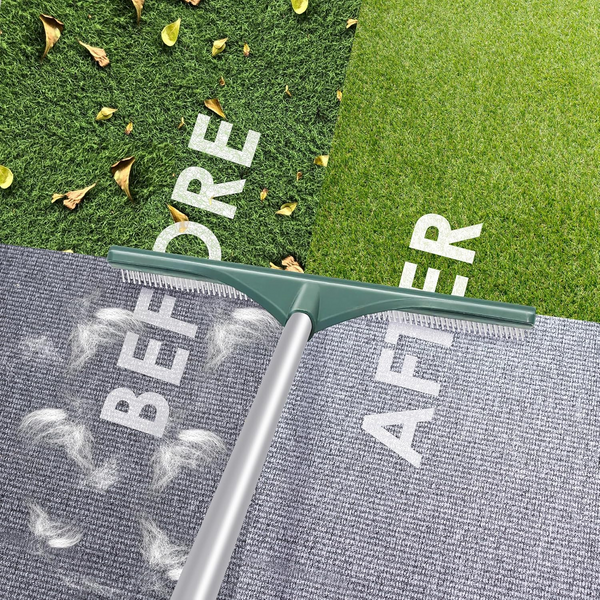 Artificial Turf Rake Adjustable Handle Lawn Broom for Artificial Grass Leaves