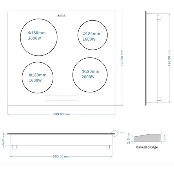 Invisible Built in Induction Hob Cooktop Stove Cooker Under Granite Marble Count