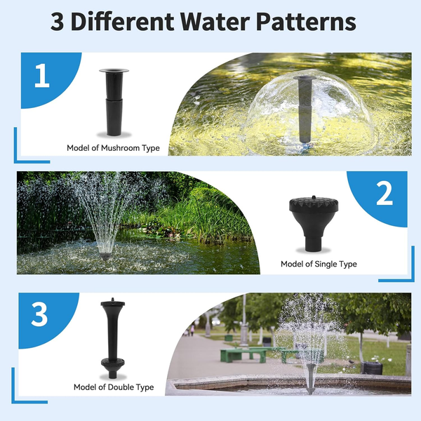 1000L/H Large Water Fountain Pump Pond Pump Fountain Kits Adjustable Water Flow