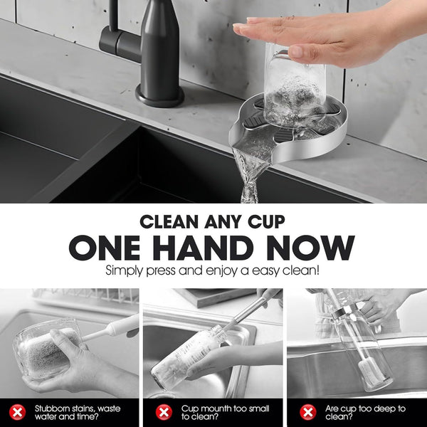 Kitchen Sink Glass Rinser Stainless Steel Cup Washer for Sink 9 Holes Cleaner