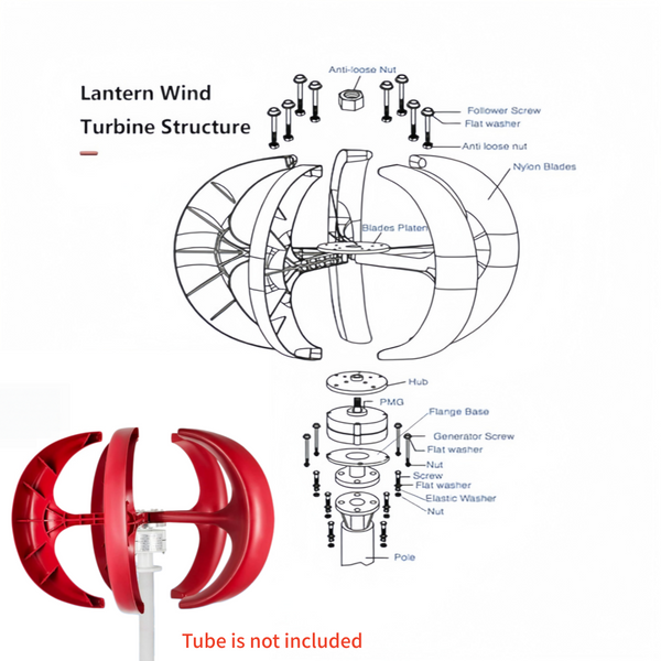 5 Blades Wind Turbine Generator Vertical Axis w/ DC 24V Controller Clean Energy