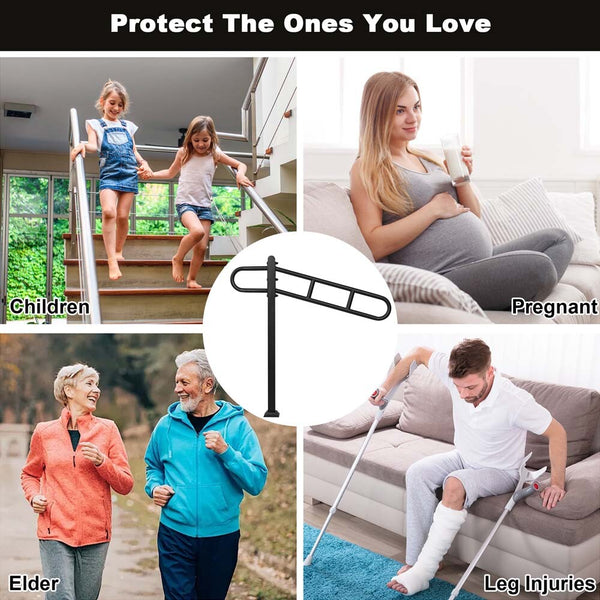 Stair Handrail Railings 1 to 4 Steps Black Metal Adjustable Safety Hand Rail Kit