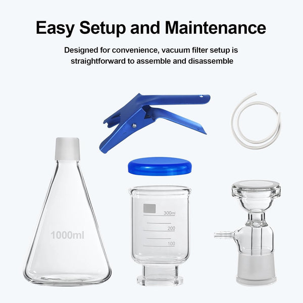 Lab Vacuum Filtration Distillation Apparatus 1000ML Filtering Flask 300ml Funnel