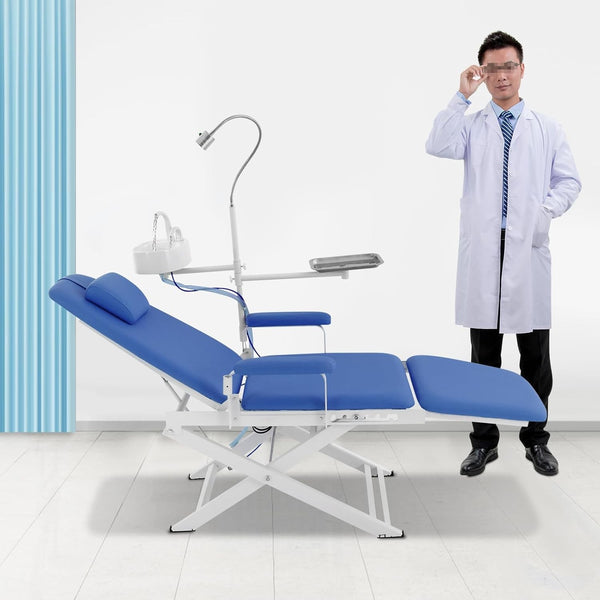 Portable Folding Dental Chair Dental Office Chair with LED Lamp Waste Basin Tray