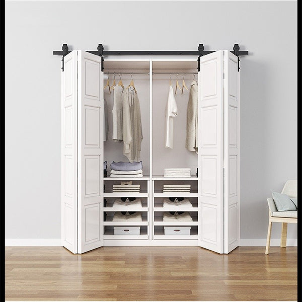 6FT Barn Door Hardware Closet Track Kit 4 Door Gear Set 150kg Barn Door Track
