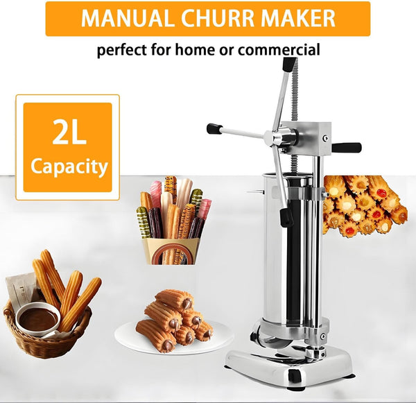 2L  5 Molds Commercial Manual Churro Maker Stainless Steel Churrera Machine AU
