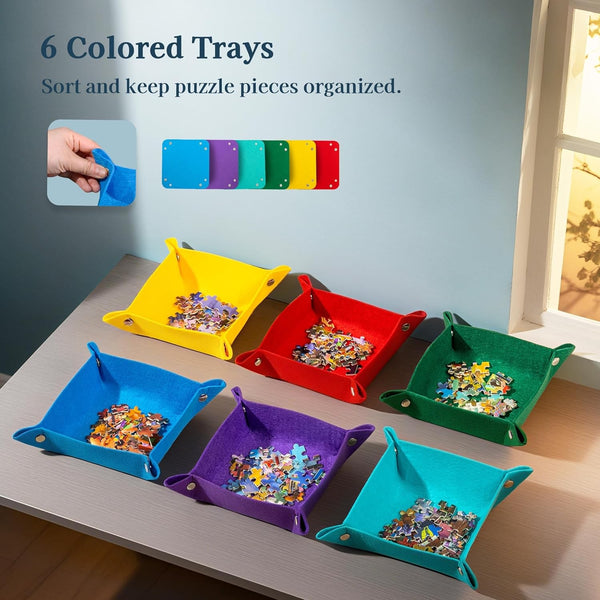 1000pcs jigsaw Puzzle Board Portable Felt Puzzle Plateau 6 Sorting Puzzle-trays
