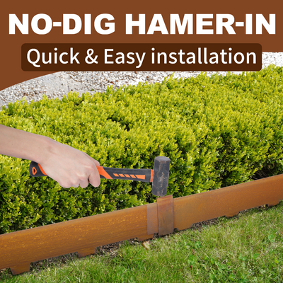 6 Landscape Garden Lawn Edging Border Pre-Rusted Plant Grass Steel Barrier Fence