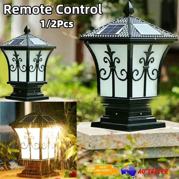 1/2 Post Light LED Outdoor Solar Powered Pillar Lamp Garden Yard Street Led Lamp