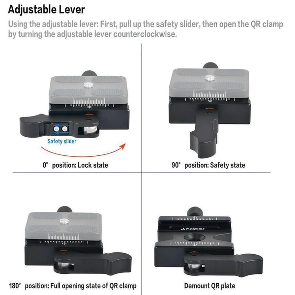CL-50LS Quick Release Plate Clamp 3/8"&1/4" Screw Hole Camera Tripod Adapter AU