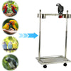 Adjustable Height Bird Perch Play Stand Parrot Playstand With Feeding Bowls