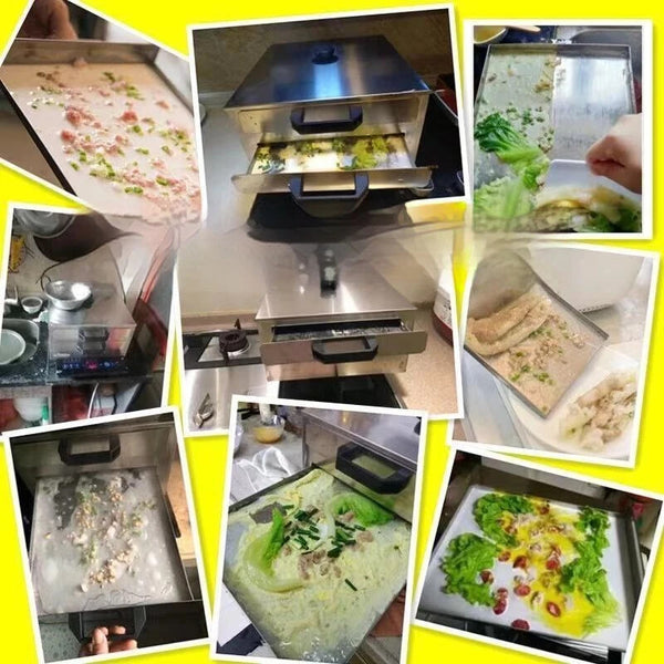 Cantonese Rice Noodle Rolls Machine,Double-layer Steamer Vermicelli Roll Steamer