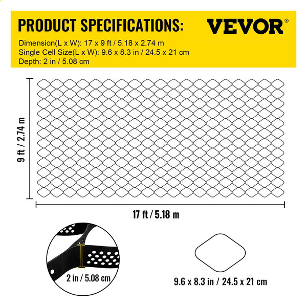 9x17ft Geo Cell Honeycomb Soil Retainer Gravel Grid for Pathway Yard Landscaping