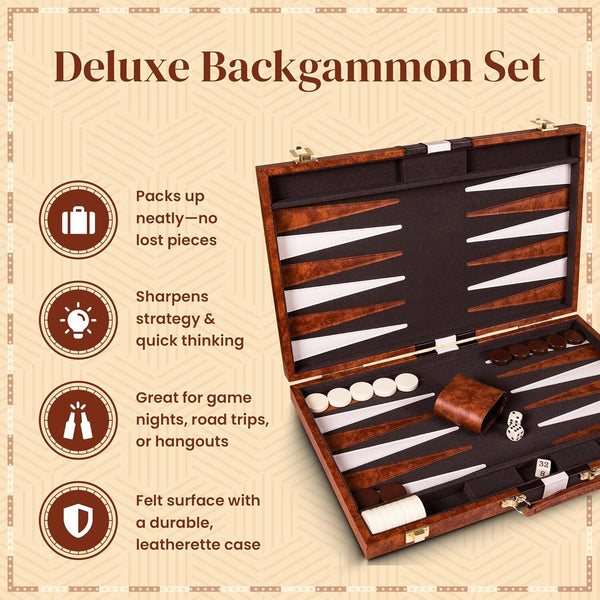 18 inch Premium Backgammon Board Game Set Large Classic Board Game Case Gifts
