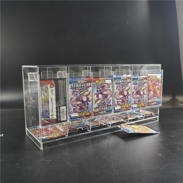 6 Slot Acrylic Pokemon TCG Premium Booster Pack Dispenser Stackable Design Clear