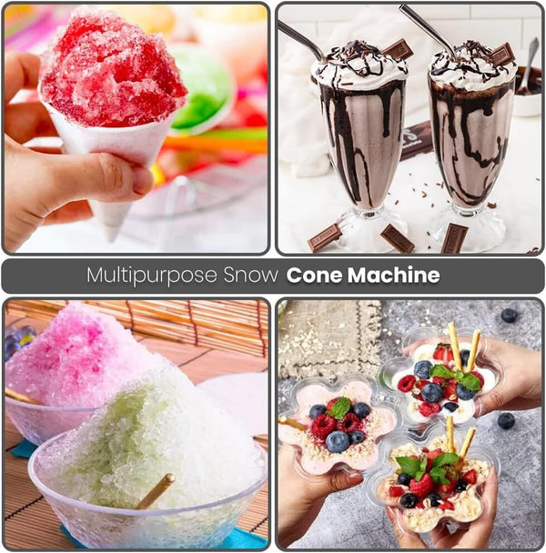 200W Electric Ice Shaver Machine Snow Cone Machine  Acrylic Crushed Ice Maker