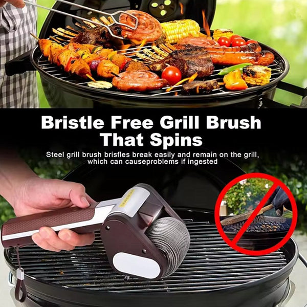 Rechargeable BBQ Cleaner Brush Stainless Steel Roller Electric Grill Cleaner