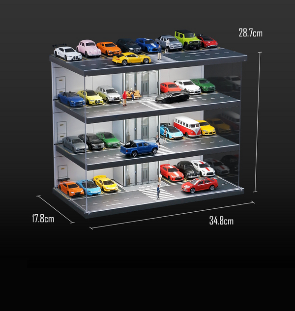 1:64 Scale Diecast Model Car Display Case with USB Light for Hot Wheels Matchbox