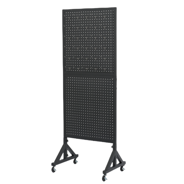 174cm Tall Metal Pegboard Display Rack Retail Display Rack w/ Wheels 30 Hooks AU