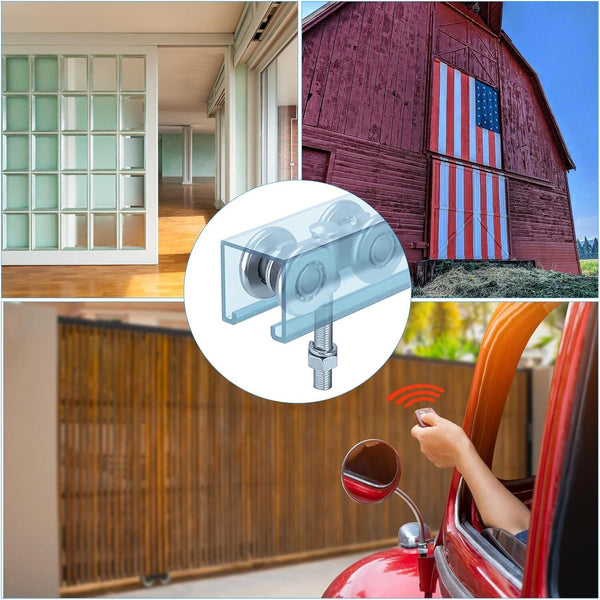 2x 46mm Double Wheel Rail Sliding Track Roller Hanging Barn Door Rail Wheels AU