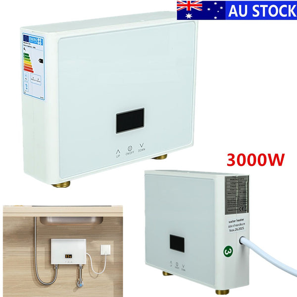 Electric Instant Hot Water System Tankless 3KW Under Sink Shower Water Heater AU