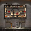 3-Tier Metal Wine Rack w/ LED Light Wine Bottle Shelf For Home Bar Display 1.2m