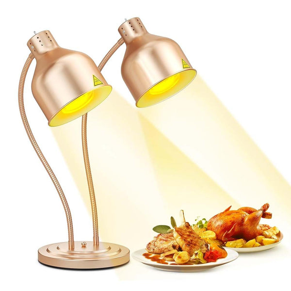 Food Heat Lamp 2 Head Stainless Steel Commercial Food Warmer Lamp 540° Rotation