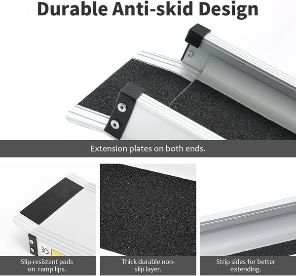 Folding Wheelchair Ramps for Step 5/6FT Portable Antiskid Loading Threshold Ramp