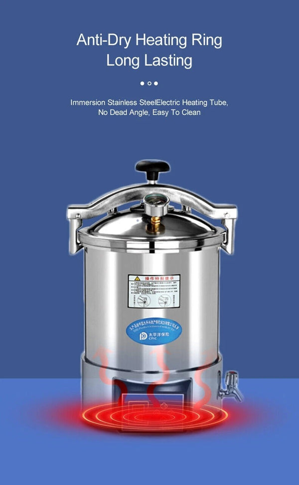 24L Autoclave High Pressure Steam Sterilizer with Timer And LCD Digital Display