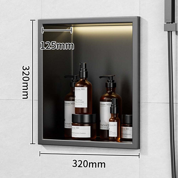 Stainless Steel Shower Niche 320x320mm Singel Shelf Wall-inserted Niche w/ Light