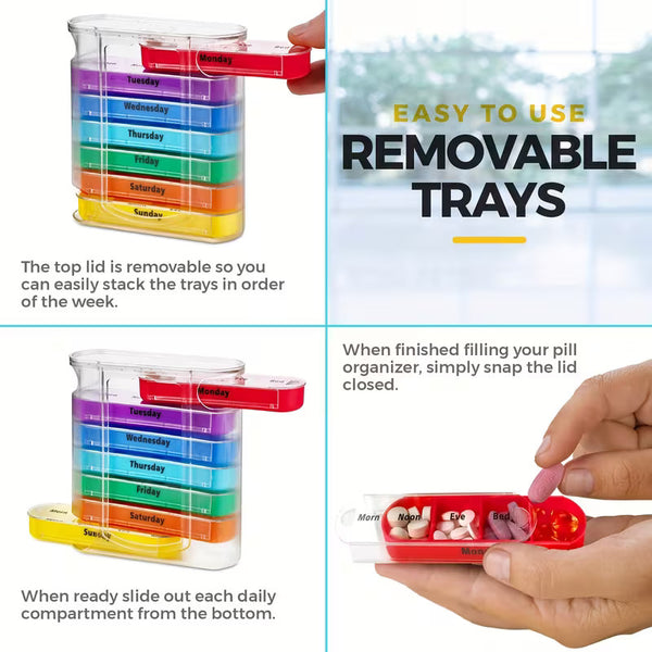 Weekly Daily Pill Box Organiser Tablet Medicine Holder Storage Dispenser 7 Days